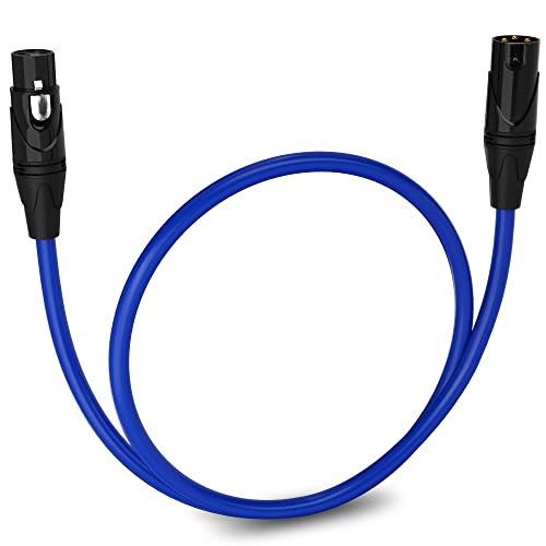 LyxPro 1.5 ft Balanced XLR Mic Cable, Male to Female, Blue - color: Blue, size: 1.5 Feet Straight