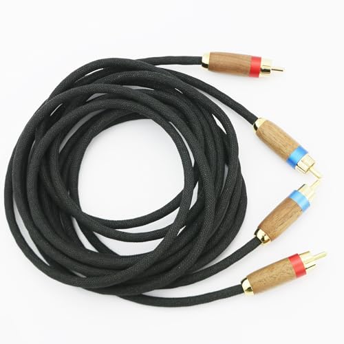 NewFantasia Audiophiles 2RCA Male to 2RCA Male Stereo Audio Cable HiFi System Interconnect Cable 6N OCC Copper Silver Plated Cord Walnut Wood Shell 2 RCA to 2 RCA 3m 10ft - size: 10 ft