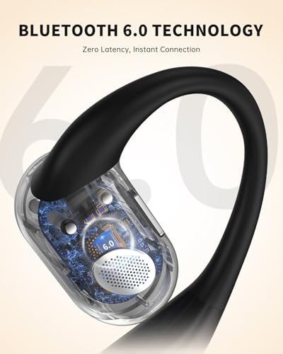 Open-Ear Headphones, Over Ear Earbuds with Ear Hooks, Wireless Earbuds Bluetooth 5.4 with Microphone, 60H Playtime, IPX7 Waterproof, Touch Control, Clear Calls for Running Workouts Sports | Wireless Earbuds Bluetooth 5.4 for Running, Rich Bass, Hi-Res Aud