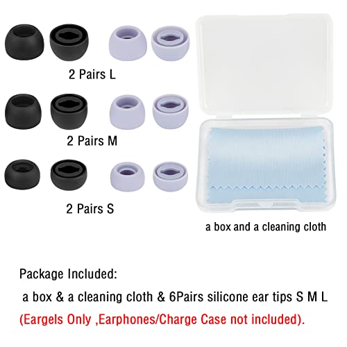 Earbud Cover Silicone Eartips for Galaxy Buds Pro Replacement Ear Tips Compatible with Samsung Galaxy Buds Pro Headphones Fit in Case Eartips Earbud Rubber Tips S M L 6 Pairs (Black+Purple) - color: Black+Purple