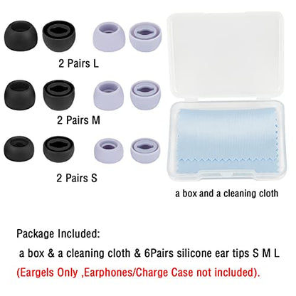 Earbud Cover Silicone Eartips for Galaxy Buds Pro Replacement Ear Tips Compatible with Samsung Galaxy Buds Pro Headphones Fit in Case Eartips Earbud Rubber Tips S M L 6 Pairs (Black+Purple) - color: Black+Purple