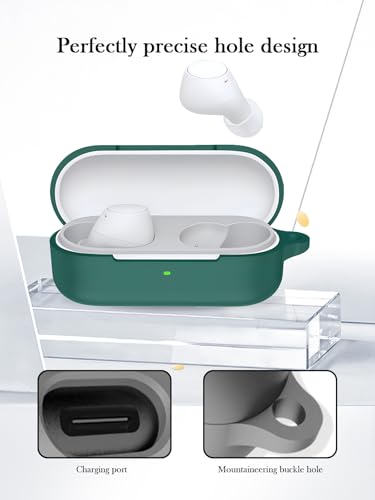 Case for Sony WF C510 Truly Wireless in-Ear Bluetooth Earbud,Soft Protective,Shockproof, BOVUGAC Silicone Case Cover with Keychain & Cleaning Kit & Lanyard-Green - color: Green