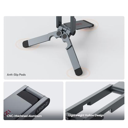 ULANZI MA62 Magnetic Phone Tripod Stand, Ultra-Slim 0.33in Pocket-Sized Foldable Kickstand, N52 Magnet Aluminum Alloy Mantis Hook Desktop Mount, 2.22oz Portable Mini Tripod for iPhone Android