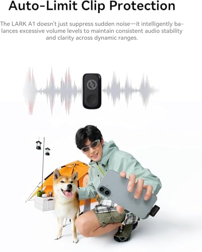 Hollyland Lark A1 Mini Duo Wireless Lavalier Microphone for USB-C Smartphones, 2 Person Clip-On Mic System with Noise Cancellation, 48kHz/24-Bit Audio, Charging Case, Windshields