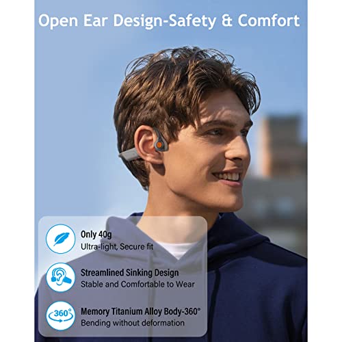 MONODEAL Bone Conduction Headphones with Mic,Open Ear Headphones Wireless Bluetooth 5.1/Mute Function/Multi-Point Capable,Air Conduction Headset with Noise Canceling Mic,for Driving Home Office | Bluetooth 5.1 Mute Function Multi-Point Capable Air Conduct
