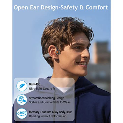 MONODEAL Bone Conduction Headphones with Mic,Open Ear Headphones Wireless Bluetooth 5.1/Mute Function/Multi-Point Capable,Air Conduction Headset with Noise Canceling Mic,for Driving Home Office | Bluetooth 5.1 Mute Function Multi-Point Capable Air Conduct