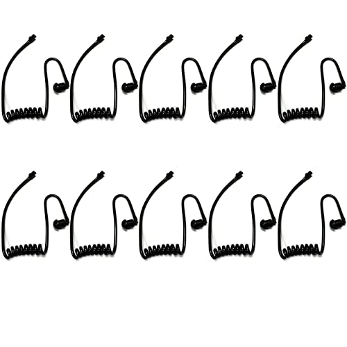 10-Pack Replacement Acoustic Coil Tube Walkie Talkie Earpieces for Baofeng Motorola Kenwood Retevis Midland Two Way Radios Headset Secret Spy Game Earpiece(Black) - color: Acoustic Coil Tube-Black