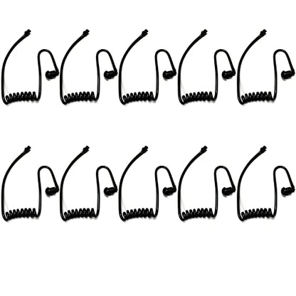 10-Pack Replacement Acoustic Coil Tube Walkie Talkie Earpieces for Baofeng Motorola Kenwood Retevis Midland Two Way Radios Headset Secret Spy Game Earpiece(Black) - color: Acoustic Coil Tube-Black