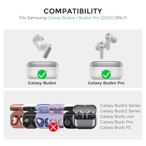 AhaStyle Silicone Case for Samsung Galaxy Buds4 and Galaxy Buds4 Pro (2026) | Skin-Friendly Soft Touch, Full Protection, Shockproof, Wireless Charging, Galaxy Buds4 Series Accessories, for Men Women - color: Galaxy Buds4/Buds4 Pro, Black