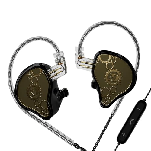 CCA ND Venus in Ear Monitor Headphones, 10mm Double Magnetic Dynamic Driver IEM Earphones, HiFi Wired Gaming Earbuds, 2 Pin Detachable Cable (with Mic, Black, 3.5mm Plug) - color: Black, size: With Mic, 3.5 mm