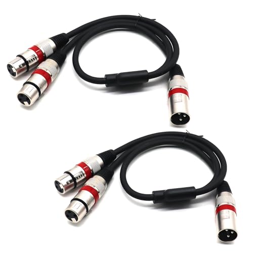 XLR Splitter Balanced Cable - XLR Male to Dual Female 3 Pin Patch Y Cable Microphone Splitter Cord Audio Adapter 50CM (2PACK) - color: XLRM-2XLRF-50CM-2PACK