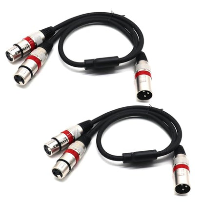 XLR Splitter Balanced Cable - XLR Male to Dual Female 3 Pin Patch Y Cable Microphone Splitter Cord Audio Adapter 50CM (2PACK) - color: XLRM-2XLRF-50CM-2PACK