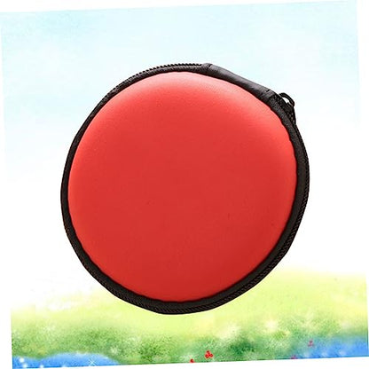 Red EVA Earphone Case, Mini Ball Shape Zipper Protect Pouch - color: Red