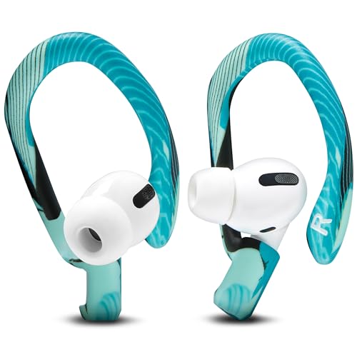 WC HookZ - Patented Upgraded Over Ear Hooks for AirPods Pro 1, 2 & AirPods 1, 2 & 3- Two Size Pairs Included in Package, Unique Left & Right Hook, Made by Wicked Cushions | Cyan Prism - color: Cyan Prism