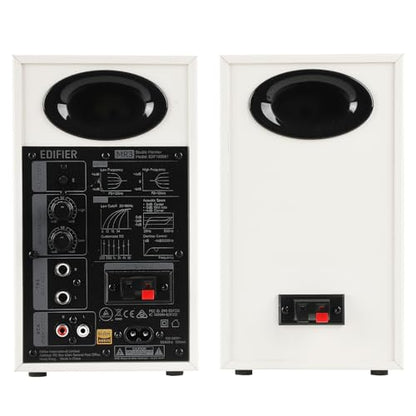Edifier MR3 Powered Studio Monitor Speakers, Hi-Res Audio Certified Bluetooth V5.4 Active Bookshelf Loudspeakers, 2.0 Computer Speaker with Headphone Output RCA AUX Balanced TRS Input (White) - color: White