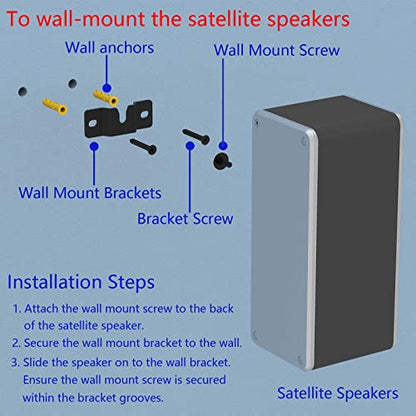 Satellite Speaker Mount, Compatible with Vizio, Sony, Klipsch, Panasonic, Samsung, and More, Fits Up to 9lbs, Black Powdercoated Steel, 15 Minute Install