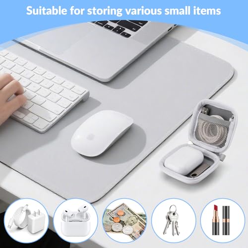 Unique Patterned Portable EVA Earbud Case with Carabiner | Printed Earbud Holder With Sturdy Carabiner, Multi-Use Storage For Earphones, Headphones, SD Cards & Small Electronic Chips - color: Blue marble