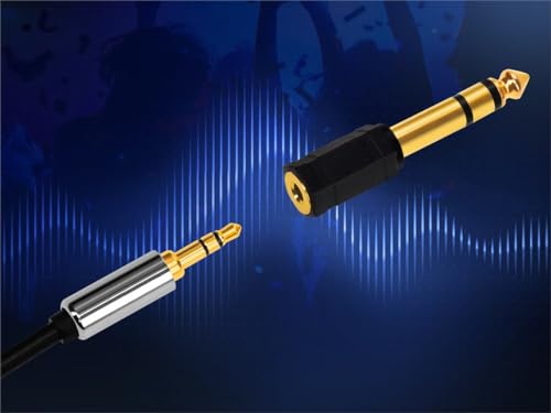 Monoprice 6.35mm (1/4 Inch) Male TRS Stereo Plug to 3.5mm (1/8 Inch) Female TRS Stereo Jack Adapter, Gold Plated, Black