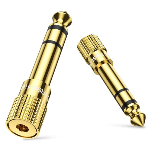 6.35mm 1/4 Male to 3.5mm 1/8 Female Headphone Jack Adapter 2 Pack | 24K Gold-Plated, 3.5mm to 1/4 Adapter Stereo, Aux Jack Converter for Speaker Digital Piano Drums Guitar Amplifier - size: 2 PACK