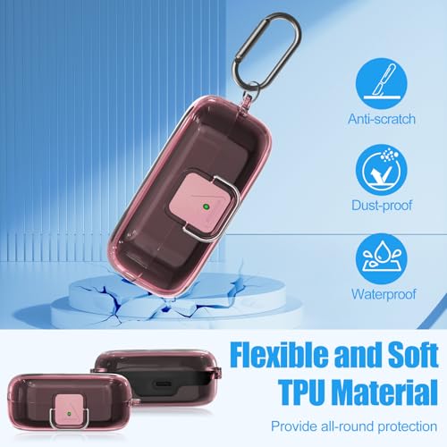 [with Safety Lock] for Sony WF-C510 Case Cover, Clear Soft TPU Protective Earbuds Case with Carabiner & Cleaner Kit Accessories Set(Clear Pink) - color: Clear Pink
