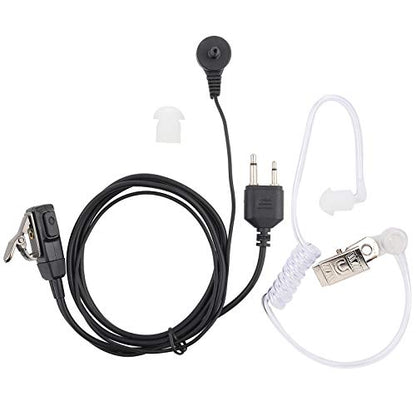 Acoustic Tube 2-Pin Earpiece Headset with PTT Mic Compatible with Two Way Radio IC - F3011 F4011 F4001 Talkie ABS