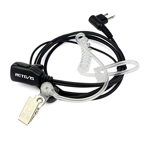 Retevis Acoustic Tube Walkie Talkie Earpiece with Mic, 2 Pin(5 Pack) | Compatible with Motorola CP100/CP100D/CP185/CP200/CP200D/ GP300/GP2000/BRP40/DLR1060 Walkie-talkies, Two Way Radio Earpiece