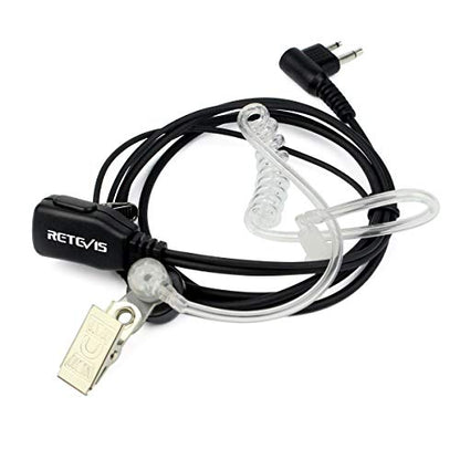 Retevis Acoustic Tube Walkie Talkie Earpiece with Mic, 2 Pin(5 Pack) | Compatible with Motorola CP100/CP100D/CP185/CP200/CP200D/ GP300/GP2000/BRP40/DLR1060 Walkie-talkies, Two Way Radio Earpiece