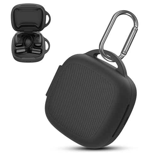 Silicone Case for Raycon Essential Open Earbuds [Black], with Carabiner All-Round Protection Scratch-Resistant Washable Soft Skin Wireless Open Ear Headphones Cover Ultra-Lightweight Cover - color: Black