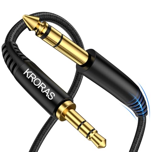 3.5mm to 6.35mm Stereo Audio Cable 10 Feet, 1/8 to 1/4 TRS Audio Cable with Zinc Alloy and Nylon Braid for Guitar, Laptop, Home Theater Devices, Speaker and Amplifiers ect