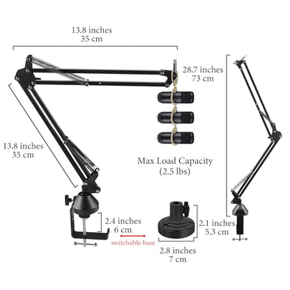 GEEKRIA for Creators Professional Microphone Boom Arm Compatible with Fifine K688, K669, K670B, Suspension Mic Stand, Adjustable Desk Mount Holder for Studio Recording, Podcast, 28.7" Reach
