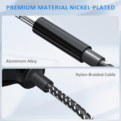 LP Headphone Splitter, Nylon-Braided 3.5mm Audio Stereo Splitter, Male to 3 Female Ports for MacBook, Mac, iPad, iPhone(≤6), iPod, Tablet, Laptop, PC, Earphone, Kindle, MP3 Player, Speaker & More
