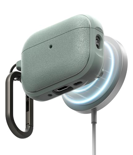 Ringke Onyx Magnetic for AirPods Pro 3 Case [Compatible with MagSafe] Oil & Dirt Resistant Feels Good in The Hand Non-Slip Lightweight Cover with Carabiner - Sage Green - color: Sage Green, size: AirPods Pro 3