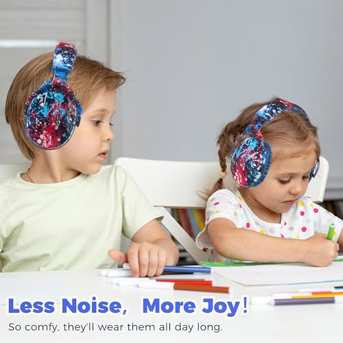 Kids Ear Protection Safety Ear Muffs, NRR 25dB Noise Reduction Children Earmuffs, Hearing Protectors for Sleeping, Studying, Airplane, Concerts, Fireworks-Red Pigment - color: Blue Band Red Pigment