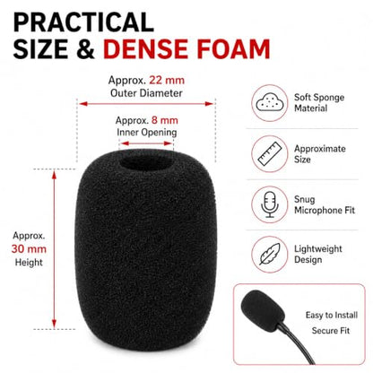 5-Pack Professional Foam Windshield for Shure CVG18-B/C - Studio-Grade Microphone Filter for Gooseneck Condenser Mics, Black Sponge Noise Reduction Covers
