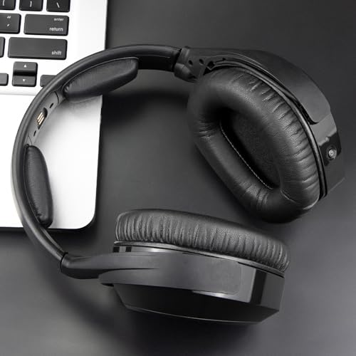 SOULWIT Protein Leather Earpads Replacement for Sennheiser RS165/TR165/RS175/TR175/RS185/TR185/RS195/TR195(RS/TR 165 175 185 195 RF), Ear Pads Cushions for HDR165/175/185/195(HDR 195RF) - Black