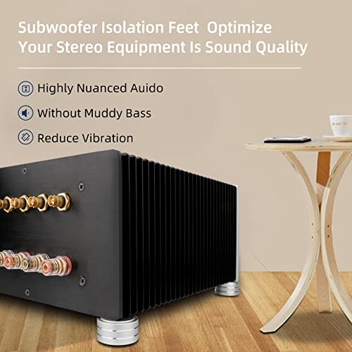 4Pcs Audio Isolation Feet Load 400KG Anti Vibration Pads 40 * 20mm(Silver) | Aluminum Hifi Isolation Footer with Threaded Screw&Adhesive fit Speaker/amplifier/turntable/subwoofer/Record Player/Equipment - color: Sliver