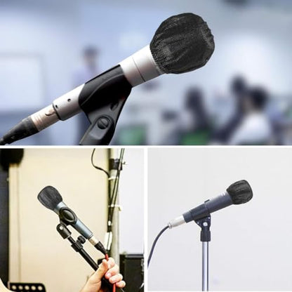 buluker 200 Pcs Disposable Microphone Cover Non-Woven Handheld Microphone Windscreen Protective Cap for Recording Room, KTV and Any Shared Environment (Black)