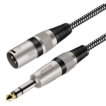XLR Male to 1/4 Inch TRS Cable 50 FT, Nylong Braided XLR 3 Pin Male to Quarter inch 6.35mm TRS Balanced Interconnect Wire Mic Cord (Pure Copper Conductors) - size: 50FT