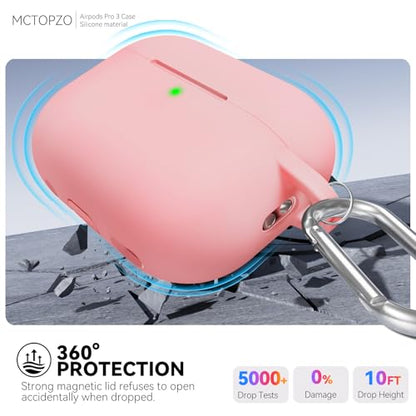 for AirPods Pro 3 Case 2025,Come with Cleaner Kit,Magnetic Purple | Silicone Protective Cover for Airpod Pro 3rd Generation Case with Keychain,for Women Men,One-Piece Design,Shockproof,Magnetic - color: A1-Magnetic Pink