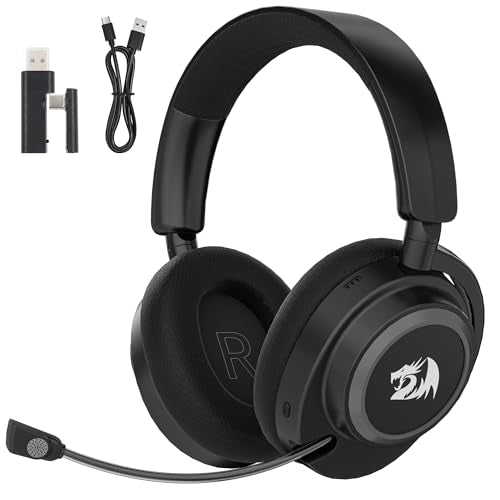 Redragon H891 Wireless Gaming Headset, Tri-Mode (2.4G/BT/Wired), 65H Battery, 50mm Drivers & 7.1 Surround Sound, Noise-Cancelling Retractable Mic, Compatible with PC, PS5, NS, Mac, Mobile