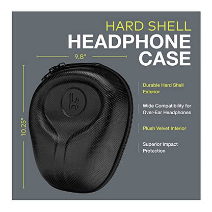 Knox Gear Universal Hard Shell Headphone Case | Plush velvet interior, 360-degree zipper closure, Fits 4-inch earcup models