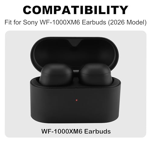 Memory Foam Replacement Earbud Tips for Sony WF-1000XM6 / WF-1000XM5 | Internal with Dust Mesh, Soft Foam Eartips with Portable Storage Box (4 Pairs, Black, XS/S/M/L)