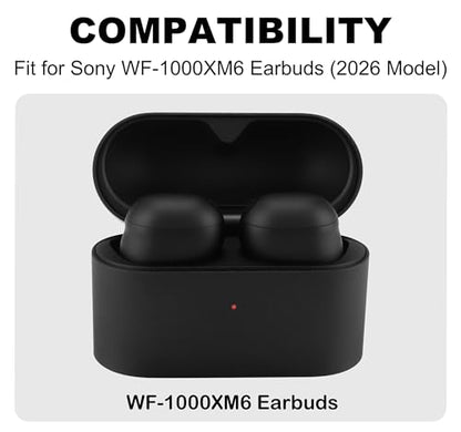 Memory Foam Replacement Earbud Tips for Sony WF-1000XM6 / WF-1000XM5 | Internal with Dust Mesh, Soft Foam Eartips with Portable Storage Box (4 Pairs, Black, XS/S/M/L)