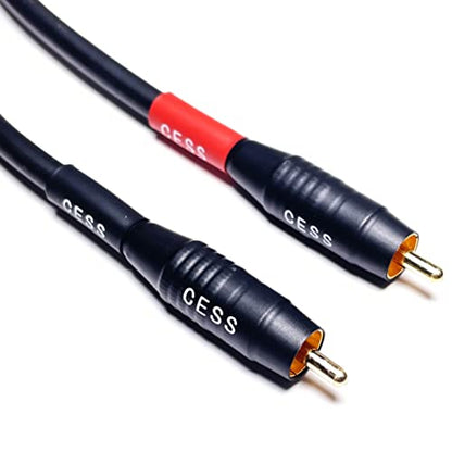 CESS-167-1f RCA Right Angle to Straight Type Male to Male Preamp Jumpers Patch Cable, 2 Pack (1 Foot) - size: 1 Foot