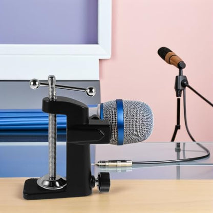 Ciieeo Adjustable Metal Boom Arm Clamp Microphone Stand with Black Aluminum Alloy Desk Base, Versatile Suspension Holder for Live Streaming, Recording, and Gaming