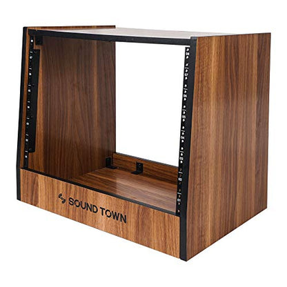 Sound Town DIY 8U Studio Rack with Furniture Grade Walnut Laminate (SDRK-8WN) - size: 8U, Slanted