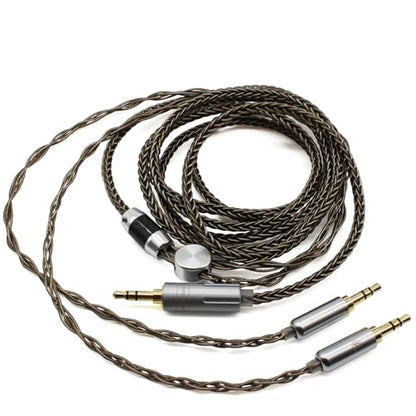 Youkamoo 8 Core Braided Silver Plated Replacement Cable Compatible with Hifiman HE4XX, HE-400i Headphones, 3.5mm to Dual 3.5mm Male 1.8m 6ft