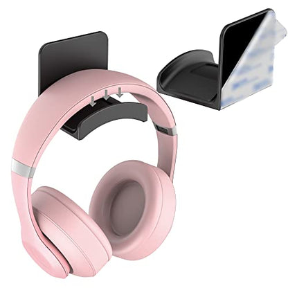 Headphone Hook for Desk, Headset & Controller Holder, Black 1Pcs | Space-saving headphone hanger and wall mount alternative, durable ABS with non-slip pad, supports up to 1 kg - color: Black