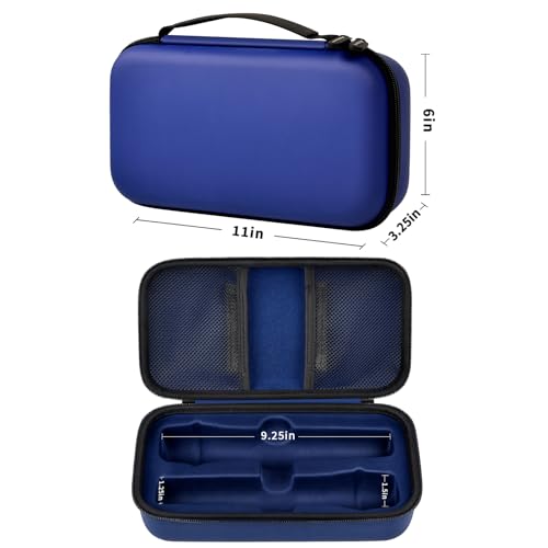 Wireless Microphone Case Compatible with JBL Wireless Two Microphone System, Handheld Dual Mic Travel Bag for Singing or Karaoke for Receivers, Adapters, AA Batteries - color: Deep Blue