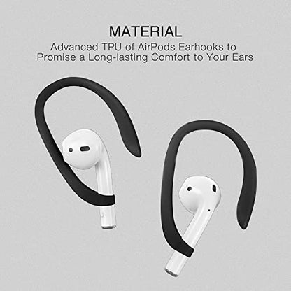 Ear Hooks for Apple AirPods Pro 2/1 & AirPod 4-1, Black | Comfortable to wear, Anti Slip Sports Hooks, Easy Install and Take off, Compatible with all AirPods Model (Except Pro 3) - color: Black